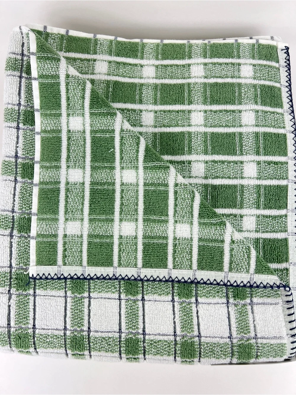 Kassa Spa Kassatex Bath Towel Set Green White Black Stripe Soft Cotton 8 Pc NEW